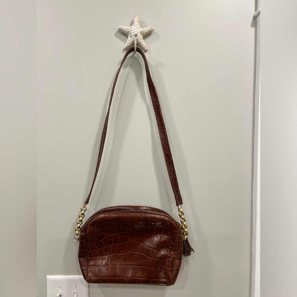 👜🌟👜Vintage Crocodile print  Made in Italy leather purse